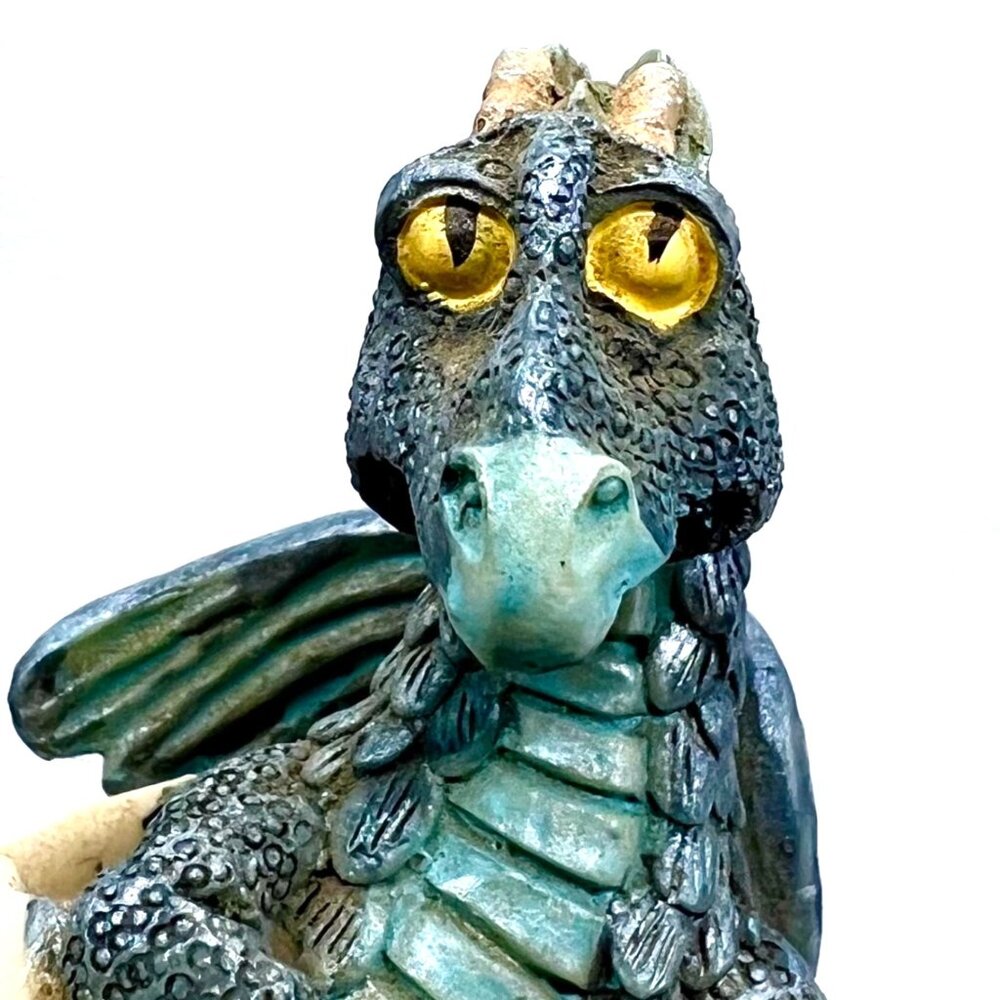 Dragon Hatchling Egg Figurine Fantasy Decor Collectible Miniature Blue Green - Picture 2 of 7